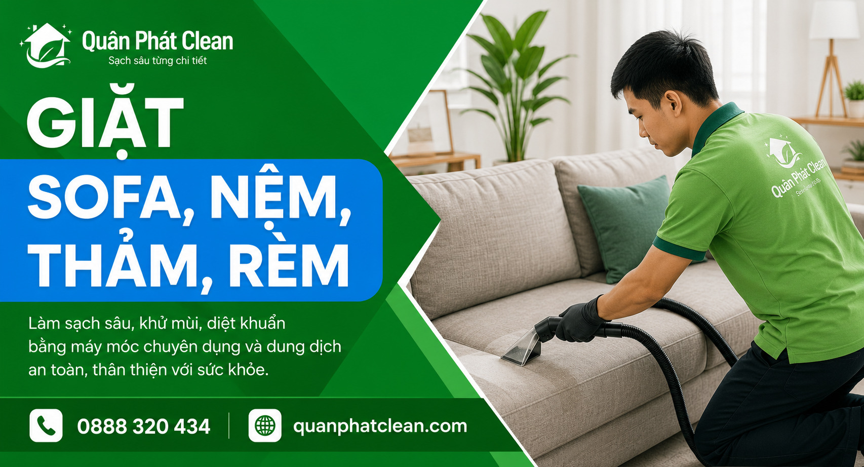 Giặt sofa nệm thảm rèm Nha Trang của Quân Phát Clean