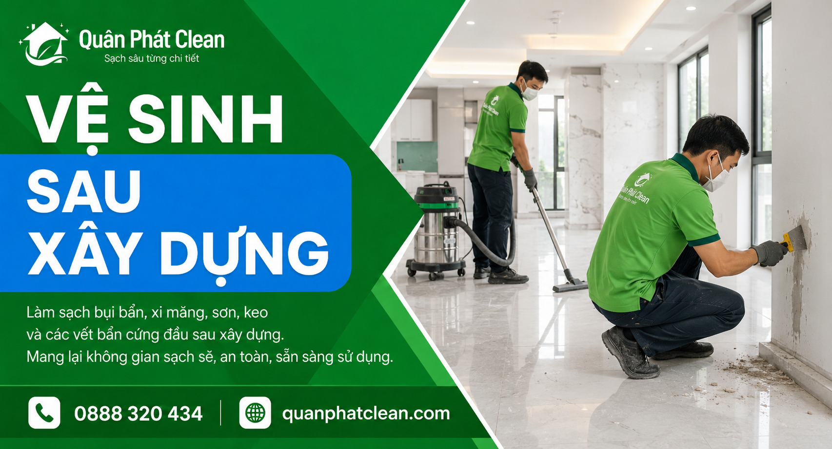 Vệ sinh sau xây dựng Nha Trang của Quân Phát Clean