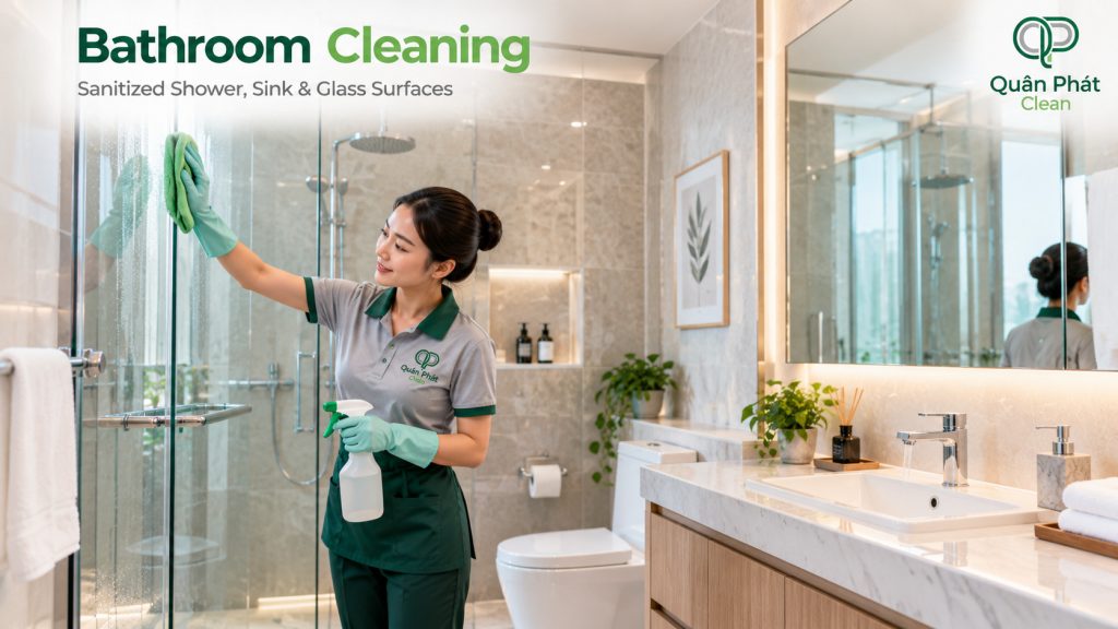 Bathroom cleaning service in an apartment in Nha Trang