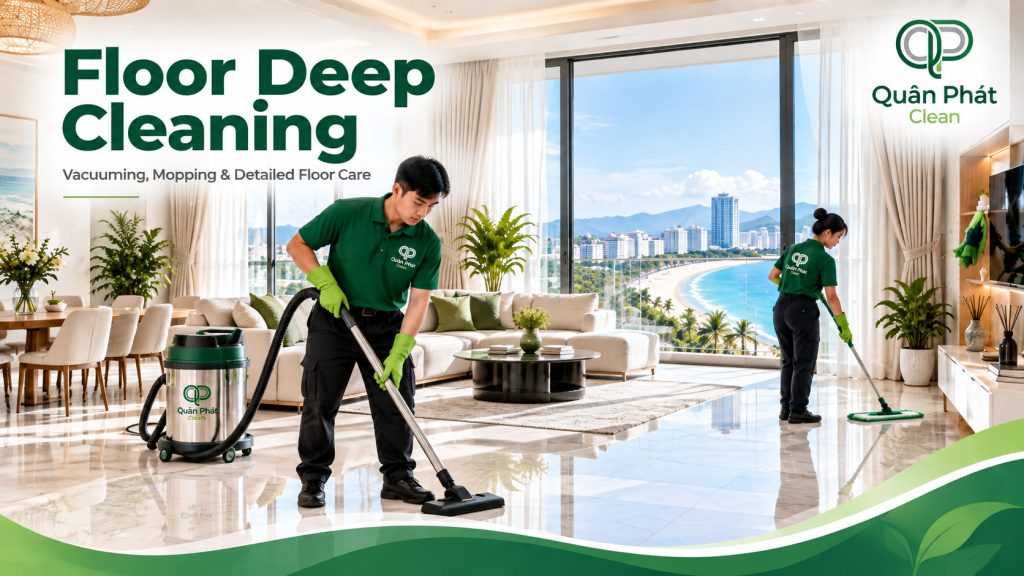 Floor deep cleaning in a Nha Trang apartment