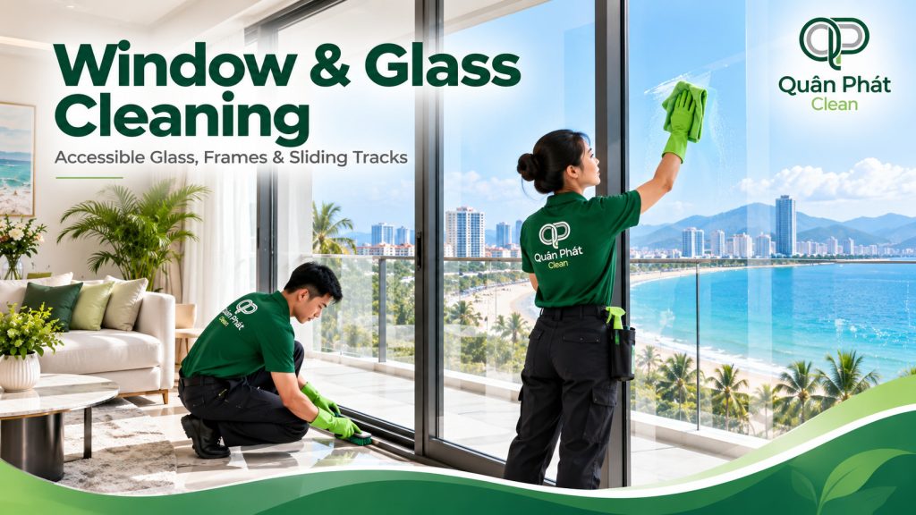 Window glass and sliding track cleaning in Nha Trang