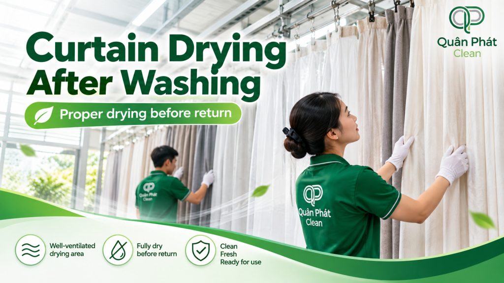 Curtain drying after washing before return delivery in Nha Trang