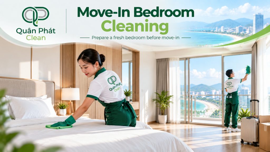 Bedroom cleaning before moving into a property in Nha Trang