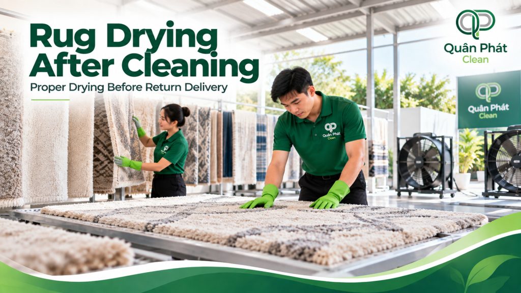 Rug drying after professional cleaning in Nha Trang