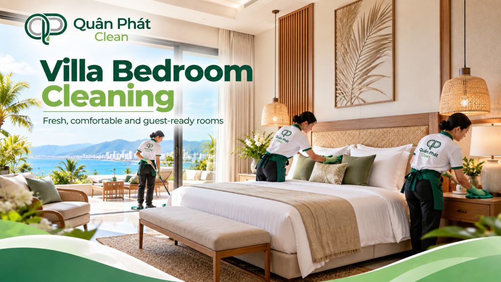 Villa bedroom cleaning service in Nha Trang by Quân Phát Clean